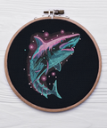 Magic Shark with Fireflies machine embroidery design