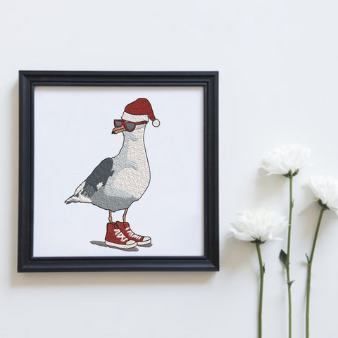 Seagull Santa Claus, machine embroidery design