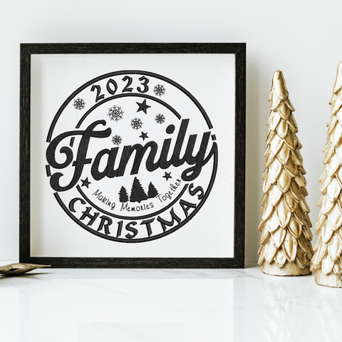 machine embroidery design Christmas family