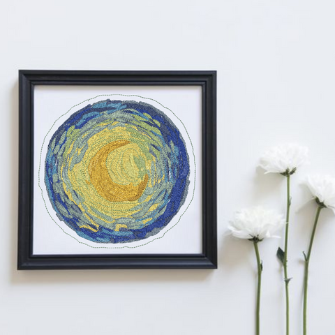 Van Gogh's Starry Night, machine embroidery