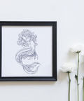 Mermaid with Shell outline, machine embroidery design