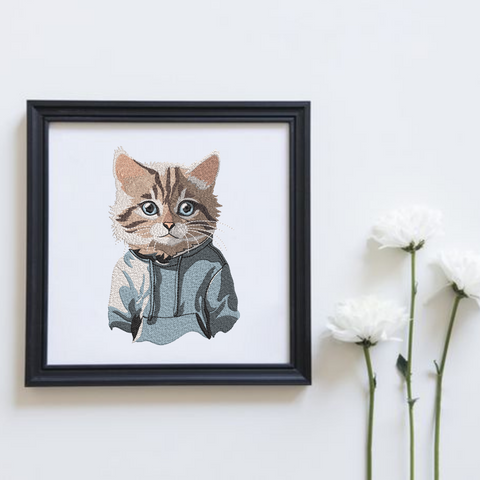 The Cat in a Sweatshirt, machine embroidery design