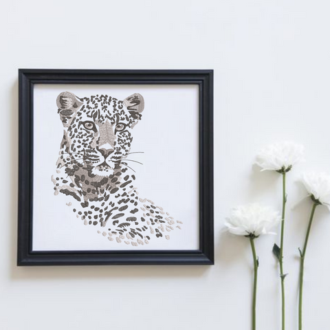 Leopard on a white background, machine embroidery design