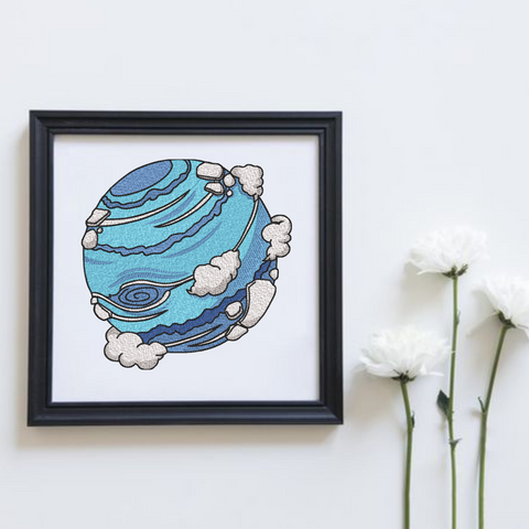 Planet Neptune, machine embroidery design