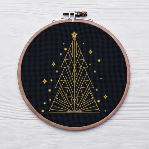 Christmas geometric Tree Machine Embroidery Design