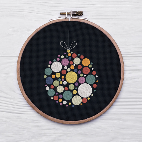 Christmas ball machine embroidery design