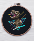 Neon Dinosaur, machine embroidery design