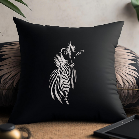 Zebra on Black Background - Hoop&Stitch