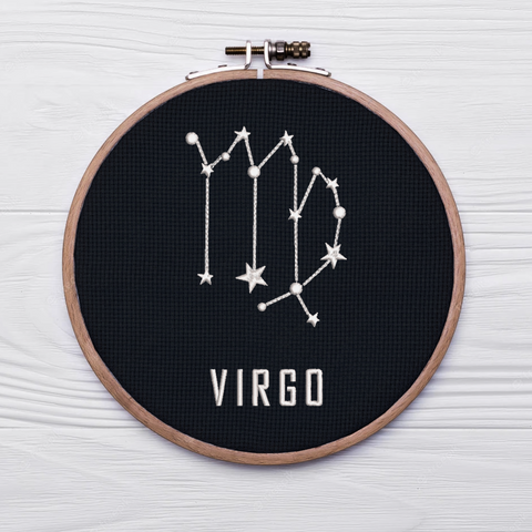 Constellation Virgo, machine embroidery design