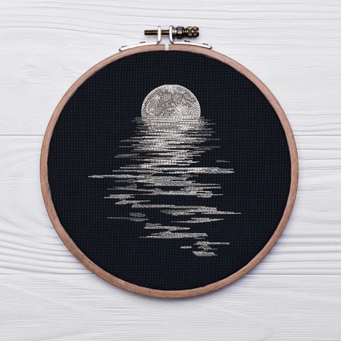 Lunar path, machine embroidery design