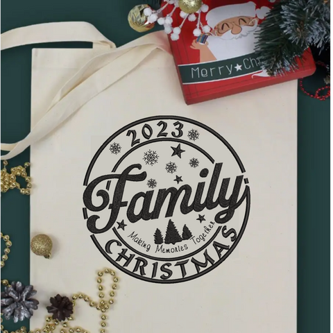 machine embroidery design Christmas family