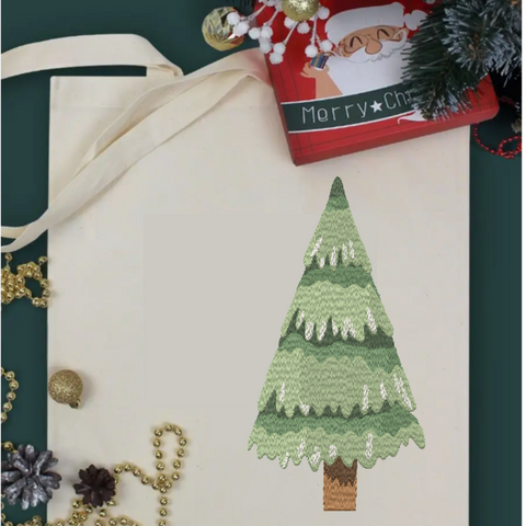 machine embroidery design Christmas tree watercolor