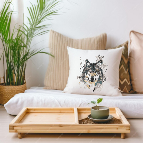 Wolf Watercolor, machine embroidery design