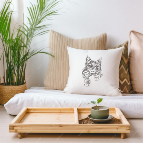 Cat on a white background, machine embroidery design