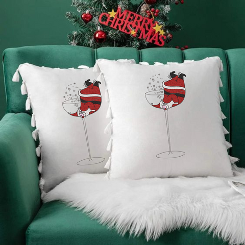 machine embroidery design ,Santa Claus in a Glass of Champagne