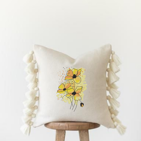  Yellow watercolor flower, machine embroidery design