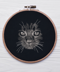 Cat on a black background, machine embroidery design