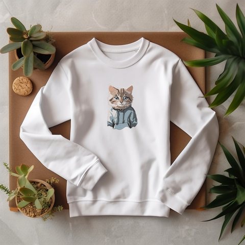 The Cat in a Sweatshirt, machine embroidery design