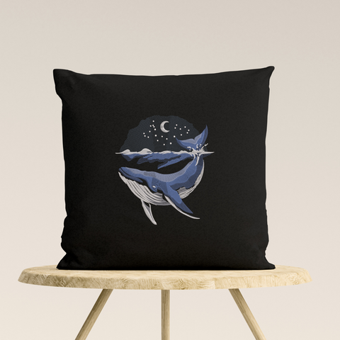 Whale on a black background, machine embroidery design