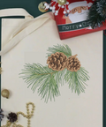 machine embroidery design Christmas cones on a branch