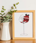 machine embroidery design ,Santa Claus in a Glass of Champagne