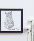 The cat is woven with threads, machine embroidery design