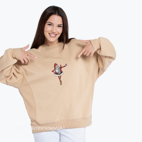 Cute Santa machine embroidery on sweatshirt