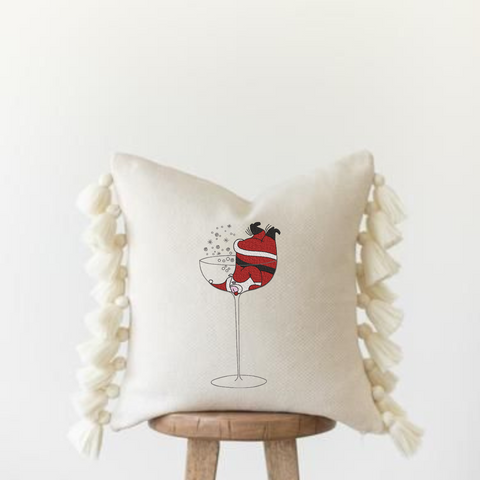 machine embroidery design ,Santa Claus in a Glass of Champagne