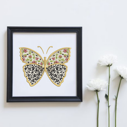 Floristic butterfly, machine embroidery design