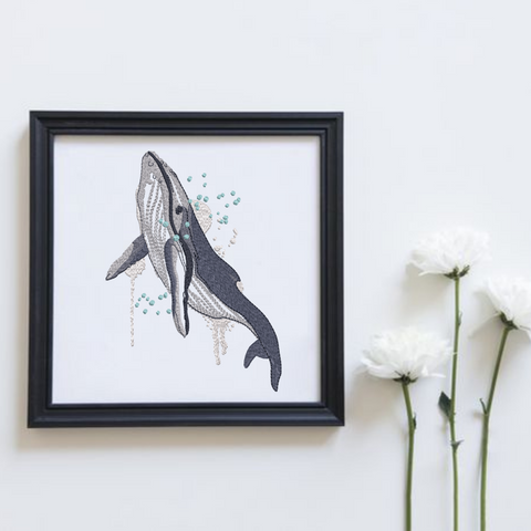 Whale Watercolor, machine embroidery design