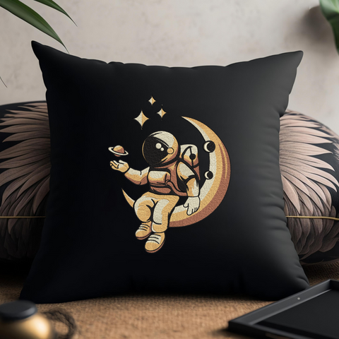 The astronaut on the moon, embroidery design