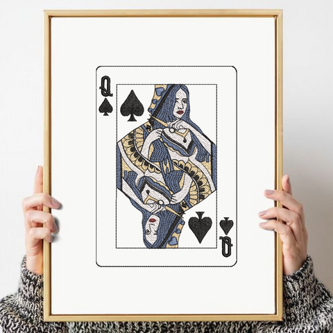 Queen of Spades, embroidery design