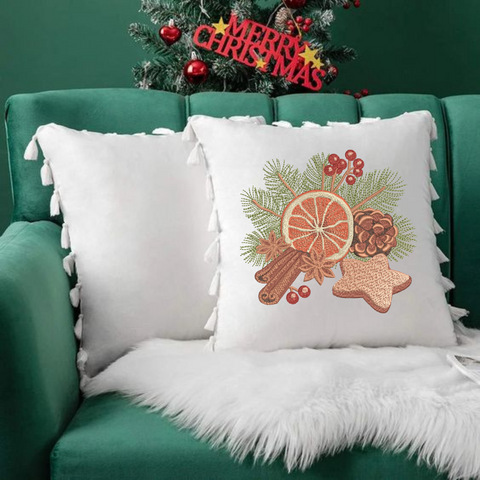 Christmas gingerbread, orange and branch, machine embroidery design