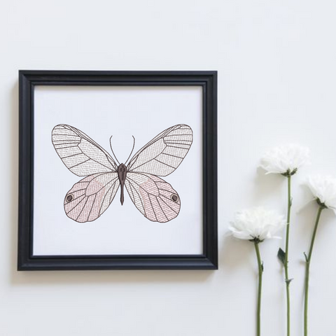 Pink transparent Butterfly, machine embroidery design