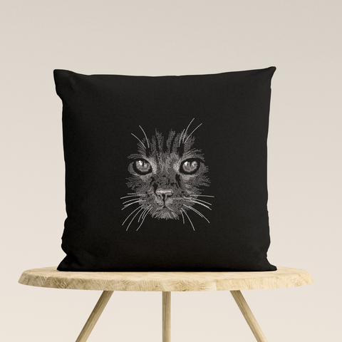 Cat on a black background, machine embroidery design