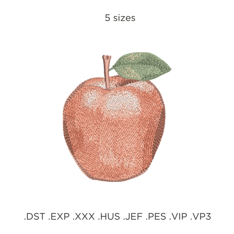 Apple, machine embroidery design