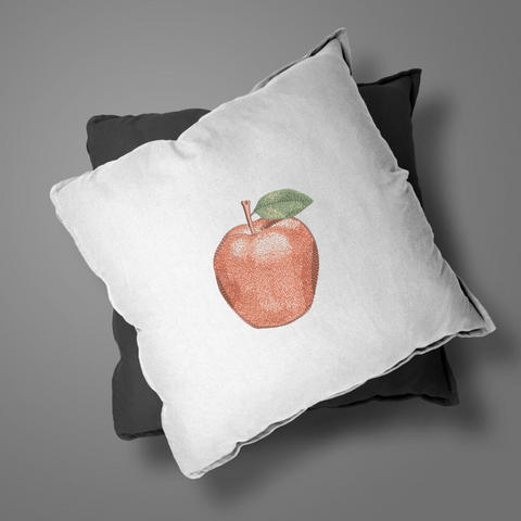 Apple embroidery on a pillow