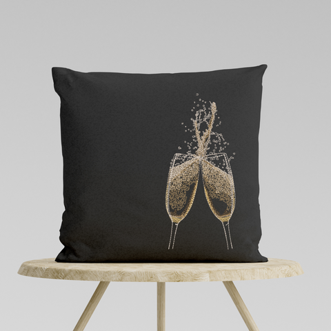 Champagne glasses, embroidery on a pillow