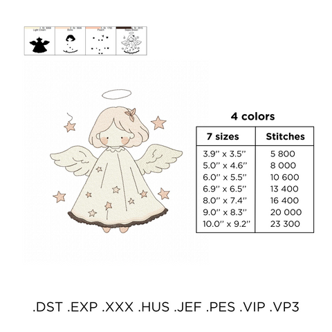 Cute angel embroidery design info