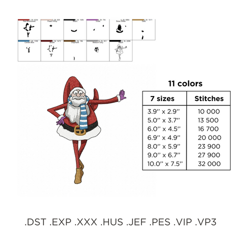 Cute santa machine embroidery infographics