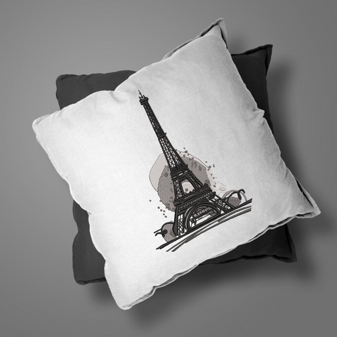 Eiffel Tower embroidery on a pillow