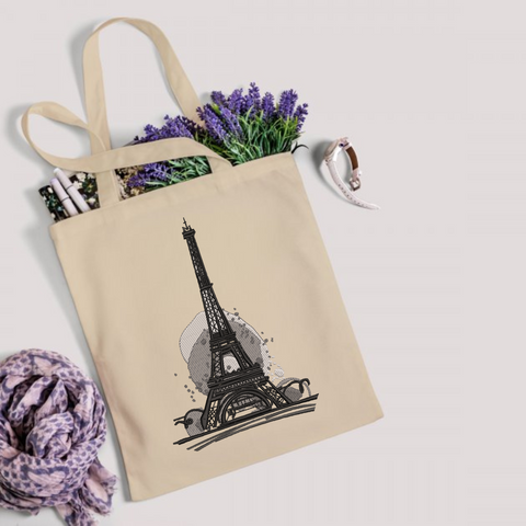 Eiffel Tower embroidery on a shopper