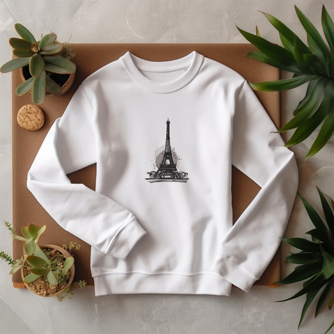 Eiffel Tower embroidery on a sweatshirt