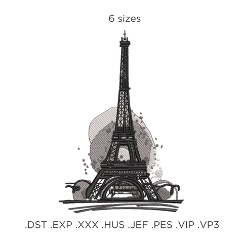 Eiffel Tower, machine embroidery design