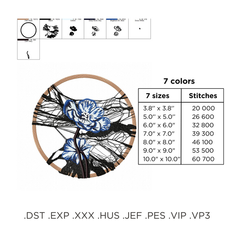 Flowers on the Web, machine embroidery design