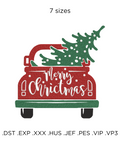 Christmas tree in the car machine embroidery design