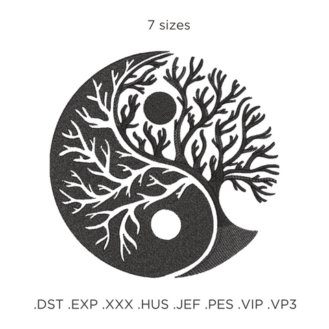 The yin yang tree, machine embroidery design